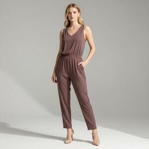 Rachel Zoe Modal Elastic Waist Jumpsuit NWT Women's Sz M Mauve Loungewear Chic
